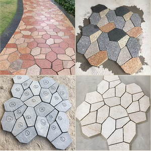 花岗岩碎拼地砖天然大理石拼花冰裂纹石材别墅公园院子防滑户外