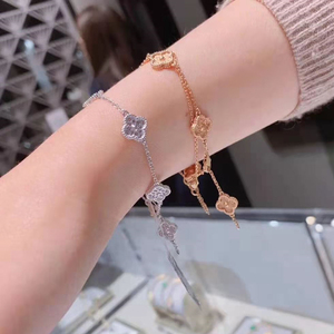 代购vca梵克雅宝手链 18k玫瑰金 sweet alhambra 六花四叶草 手环