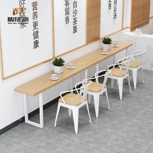 木吧台桌实商用桌靠料墙窄桌子长条奶茶店日食堂1122酒吧高脚桌椅