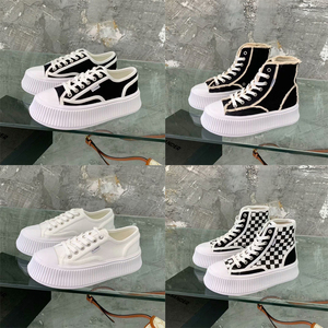 21秋冬黑白格子jilsander帆布鞋软底轮胎厚底饼干大头低帮小白鞋