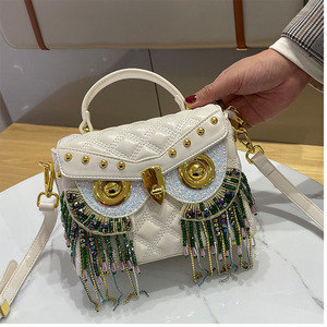 奢侈品大牌尚古驰正品牌女包猫头鹰真皮手提单肩小香风菱格柳钉包