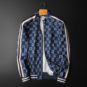 21潮牌春秋季立领男士欧洲站修身印花休闲酷奇夹克上衣古奇休外套