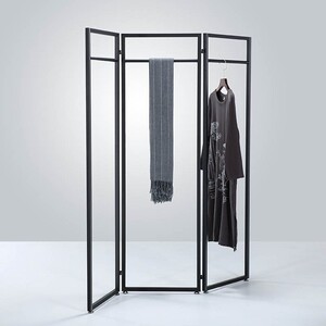 高档屏风式挂衣架 o服装隔黑色c装展服架落地家用铁艺店断奢华