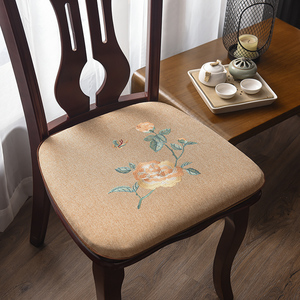 新中式餐椅坐垫马蹄形餐桌椅子垫红木防滑凳子座垫实木茶椅椅垫子