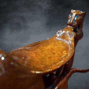 云南礼品斑铜牛虎铜案熟斑铜摆件 特色斑铜工艺品 牛虎铜案