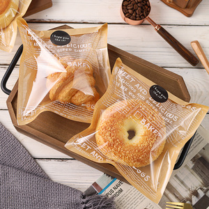 面包包装袋可颂贝果切片吐司英文牛皮纸袋欧包烘焙透明食品打包袋