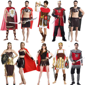 万圣节儿童服装罗马武士套装 成人表演出服饰 斯巴达铠甲勇士衣服