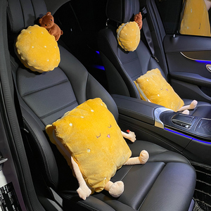 汽车创意饼干头枕腰靠车用靠垫腰垫卡通可爱车载公仔靠枕护颈枕女