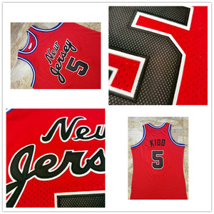 密绣版篮网队5号基德06-07年复古球衣红色网眼背心运动篮球服上衣