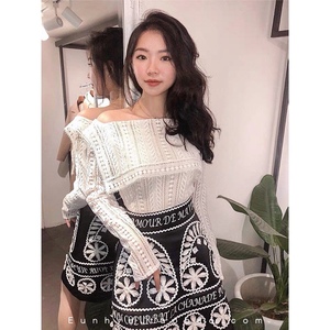 越南小众春季新款立体花刺绣短裙半裙镂空白衬衫蕾丝套装A17/A18