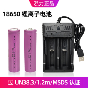 强光手电筒手持小风扇收音机led台灯18650锂离子电池1200mAh泓力