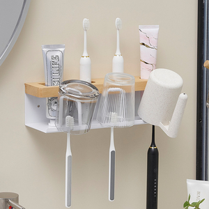 牙刷置物架免打孔卫生间漱口杯家用收纳沥水牙杯牙刷壁挂式牙具架