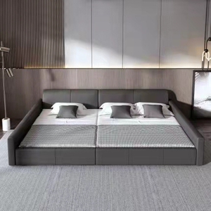 榻榻米床二胎亲子床实木超大拼接床大床主卧3米子母床真皮床 定制