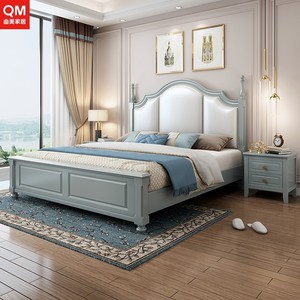 曲美家居床实木床1.8米1.5双人床橡木现代简约轻奢主卧婚床白色公