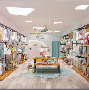 童装店双层展示架落地简约儿童服装店货架开店用店铺上墙装修架子