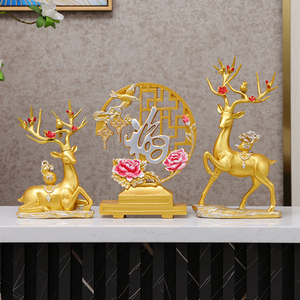 001人付款天猫富贵金鹿摆件家居客厅玄关电视酒柜装饰