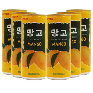 韩国进口lotte乐天芒果汁饮料240ml罐装家用网红夏季易拉罐饮品