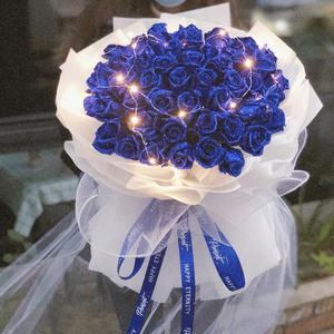99朵蓝色妖姬花束蓝玫瑰北京鲜花速递上海广州杭州生日同城送花店
