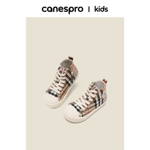 canespro儿童帆布鞋女童鞋子秋季新款男童高帮鞋