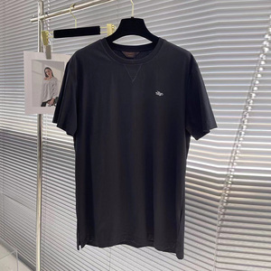 购杰尼亚正春夏新款字母刺绣时尚简约休闲圆领短袖男士t恤打底衫