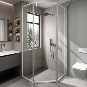 原素极窄雅白淋浴房隔断玻璃门浴室干湿分离卫生间浴屏钻石型家用
