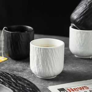 岩石纹日式陶瓷小茶杯单个无把直筒杯商用餐厅水杯具套装火锅杯子