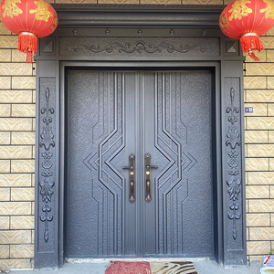 锌合金别墅大门双开门铸铝门农村进户大门入户防盗门家用乡村卡门