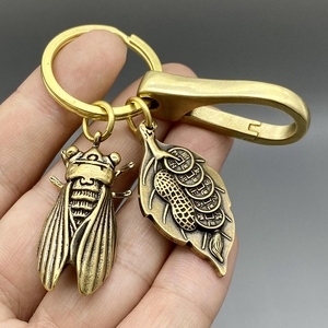 黄铜金蝉知了一鸣惊人汽车钥匙扣挂件创意纯铜手工男女情侣小礼物