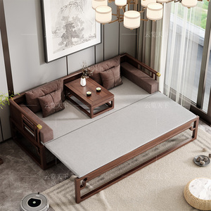 罗汉床推拉床新中式实木小户型客厅沙发床贵妃床榻仿古床中式卧榻