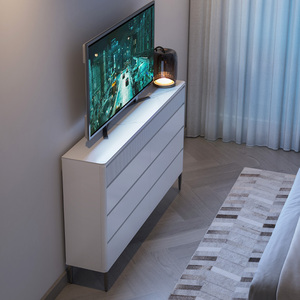 卧室电视柜高款超薄25cm现代主卧房间床尾收纳储物柜一体窄款斗柜