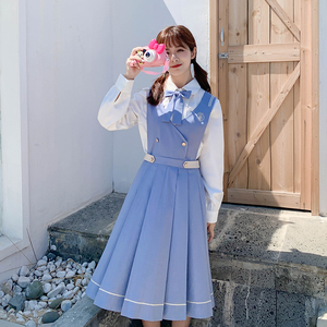 gulogo宿屿jk护奶裙秋季学生长裙日系制服背心裙学院风连衣裙女