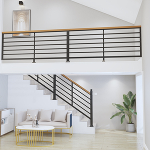 北欧铁艺楼梯扶手实木室内家用阳台护栏榉木栏杆简约阁楼围栏装饰