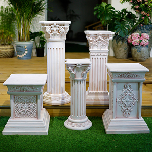 欧式罗马柱花盆底座创意花园阳台装饰石膏户外摆件庭院布置花架