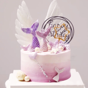 ins抖音同款网红美人鱼儿童鱼尾巴水果生日蛋糕定制全国同城配送