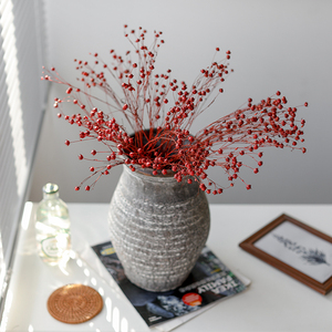 红色富贵豆红豆干花花束植物果实真花餐桌客厅喜庆装饰摆件相思豆