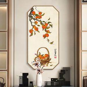 事事如意玄关装饰画新中式入户走廊过道尽头竖版挂画茶室禅意壁画