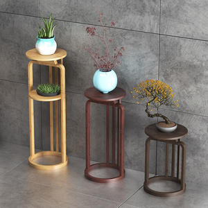 花架落地式客厅盆栽摆件架子新中式阳台兰花几单个仿古茶室置物架