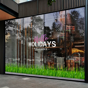 夏天装饰玻璃贴纸夏季绿植橱窗贴商场服装店奶茶店铺清新静电墙贴