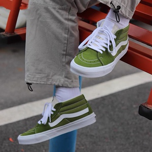 2021年万斯范斯sk8-mid牛油果绿色中帮帆布休闲中邦男女鞋情侣鞋
