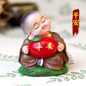 秀晰小和尚汽车摆件可爱励志平安沙弥公仔玩偶车内仪表台用装饰品
