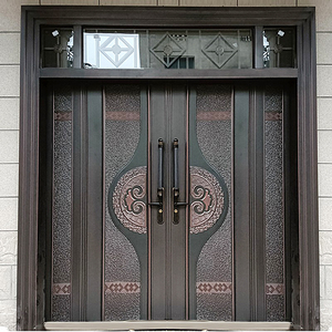 锌合金别墅大门双开门乡村庭院家用农村卡门铸铝门四开大门进户门