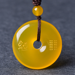 五行属土的饰品缺土补土吊坠天然水晶黄玛瑙平安扣麒麟钥匙扣挂件