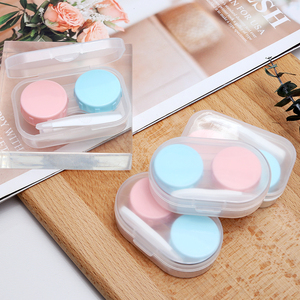 隐形近视眼镜盒多副装可爱蓝胖子镶钻双联盒伴侣盒护理盒美瞳盒子