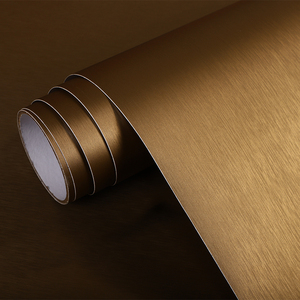 仿金属拉丝贴纸自粘壁纸防水哑光不锈钢北欧厨房防油橱柜金色贴膜