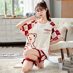 爱戴内衣家居服官方旗舰店官网正品女士睡衣2023年新款纯棉短袖卡