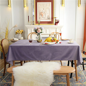 香芋紫色高级感桌布丝绒面轻奢风长方形家用台布艺少女风直播定制