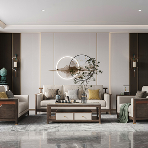 林氏全屋定制沙发电视背景墙客厅床头木饰面护墙板装饰板新中式