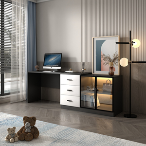 卧室书桌收纳柜一体组合转角电视柜连带写字台可伸缩简约电脑桌子