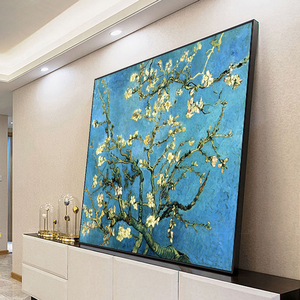 梵高名画向日葵丰收油画手绘客厅装饰画餐厅现代简约无边相框挂墙