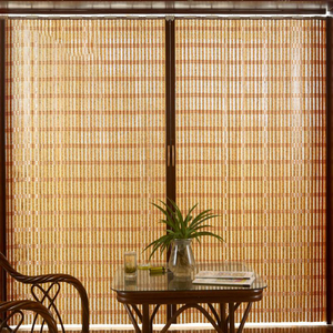 竹移门定制隔断推拉门中式复古家用遮阳遮光茶室卧室推拉式折叠门